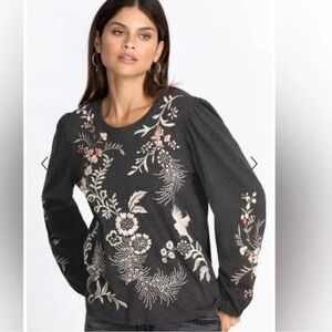 Johnny Was Valentina Long-sleeve Bishop Tee, XS